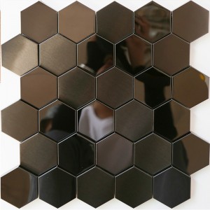Teja de Backsplash del cuarto de baño de la cocina del mosaico del acero inoxidable del metal del hexágono del metal del hexágono 3D