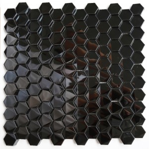 Azulejos de mosaico de acero inoxidable Blacsplash de cocina de baño negro hexagonal