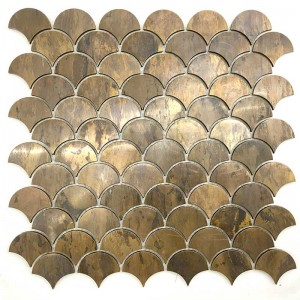Escala de peces hermosa incrustaciones de latón azulejo antiguo bronce espejo cobre mosaico